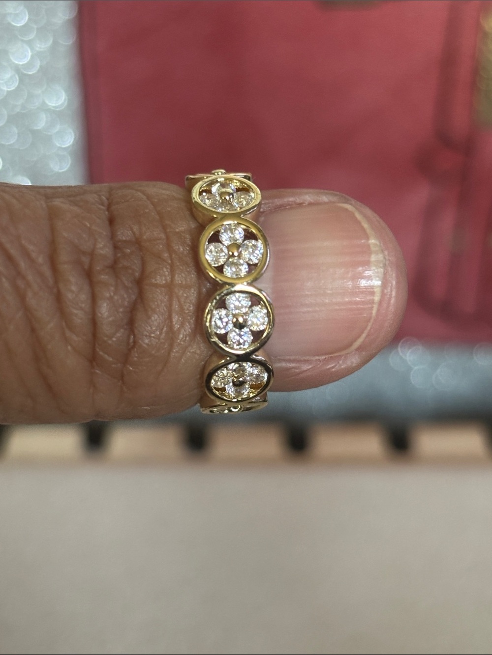 18k Gold filled Five-Stone Bezel Crystal Ring - Women's Jewelry Size 7